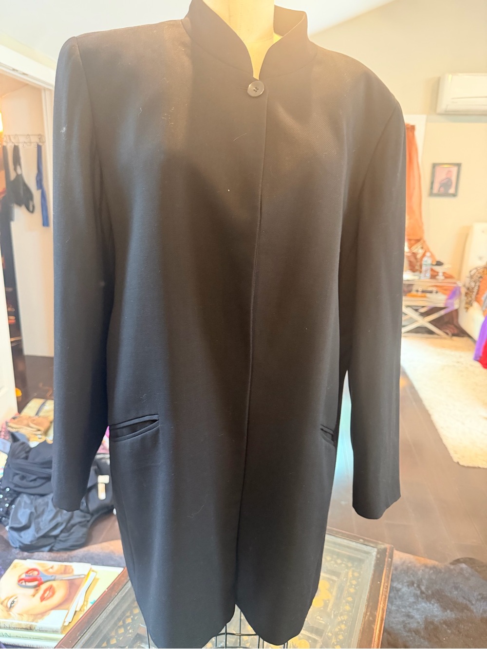 Emanuel Ungaro Black Stand-Collar Trench jacket